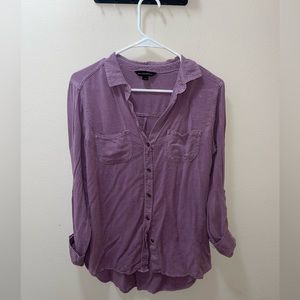 Purple button up/ long sleeve shirt- size XS